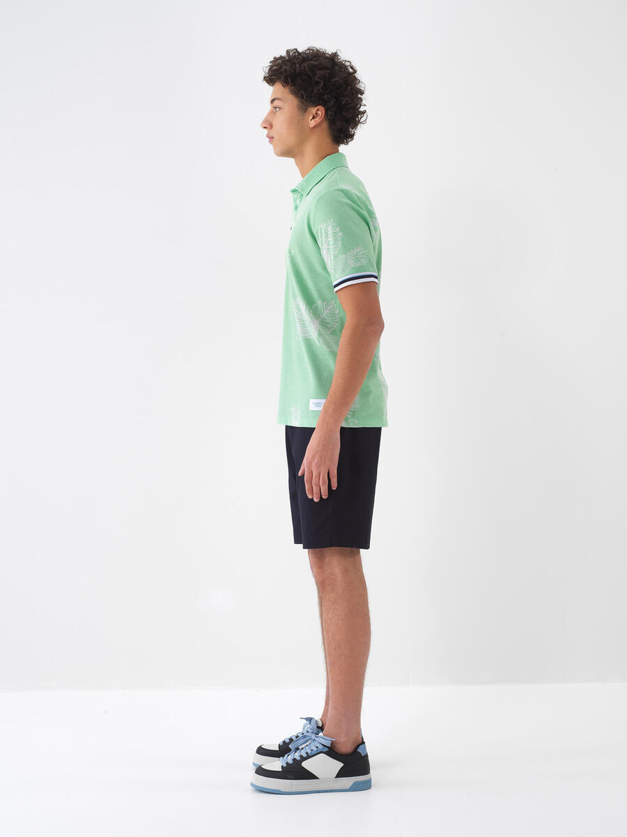Yeşil Regular Fit Pamuklu Polo Yaka Tişört - 4