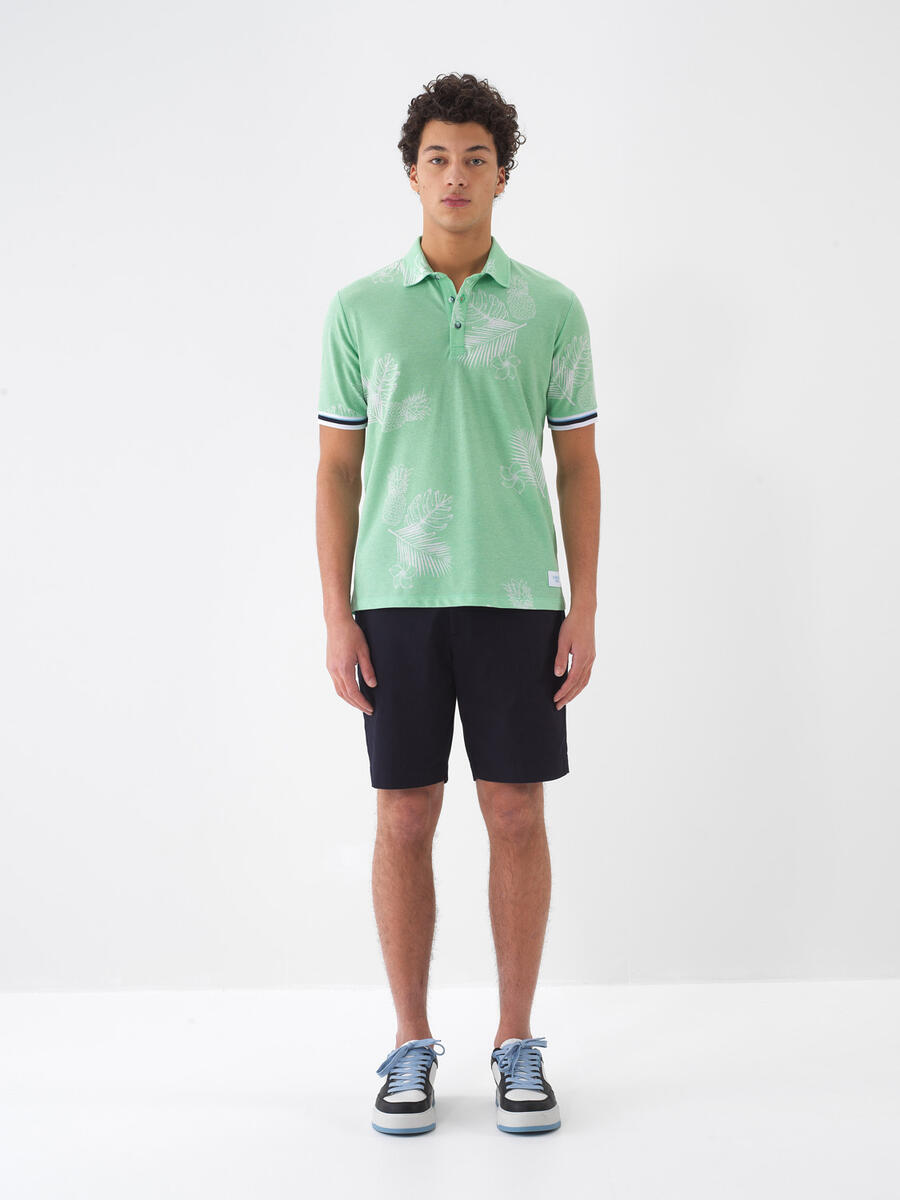 Yeşil Regular Fit Pamuklu Polo Yaka Tişört - 2
