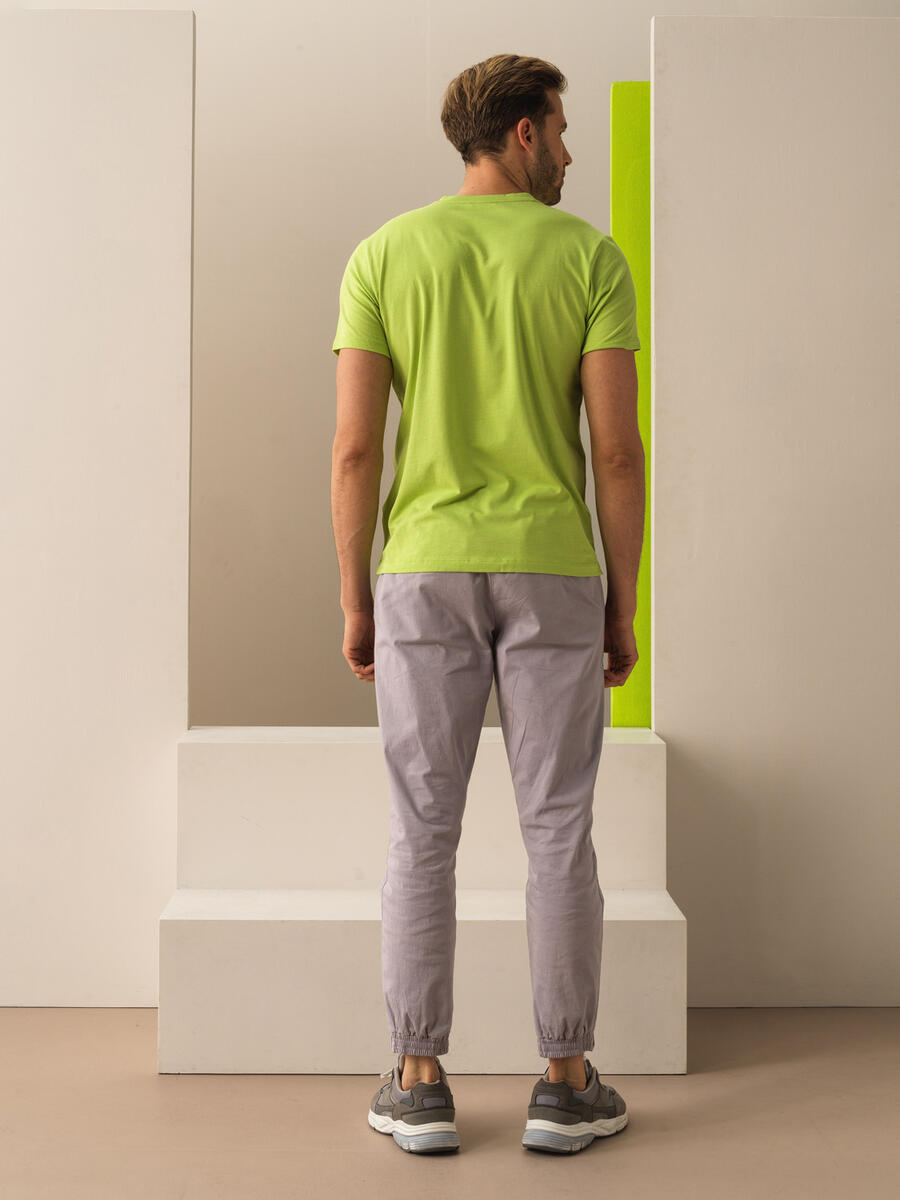 Yeşil Slim Fit Pamuklu Tişört - 4