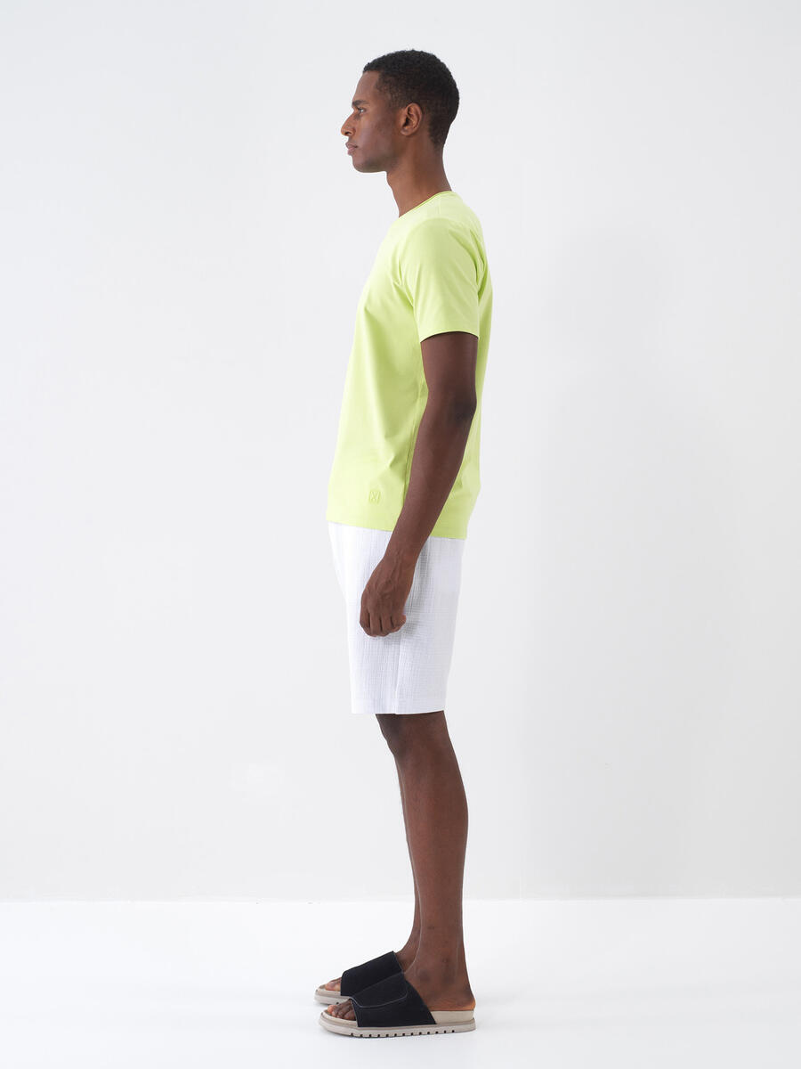Yeşil Slim Fit Pamuklu Tişört - 4