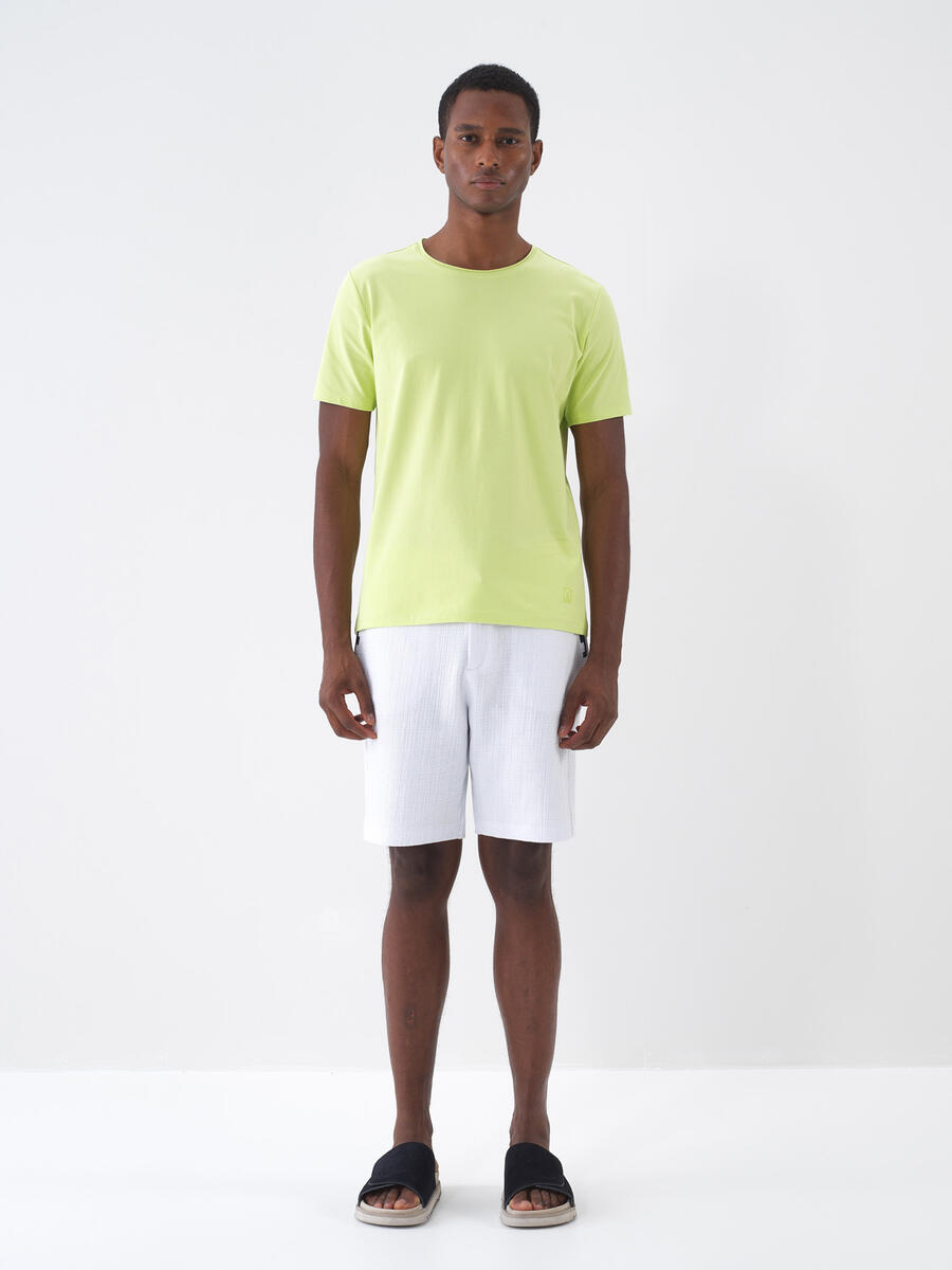 Yeşil Slim Fit Pamuklu Tişört - 2