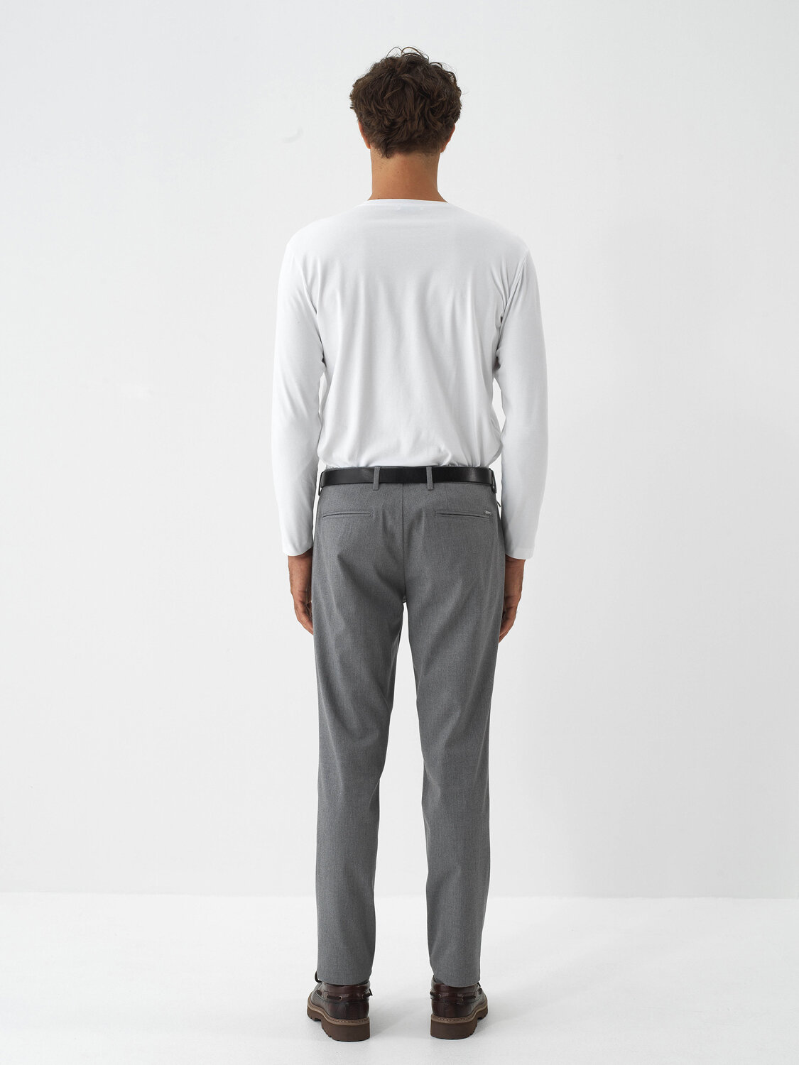 Beyaz Modal Dokulu Slim Fit Uzun Kollu Tişört - Xint