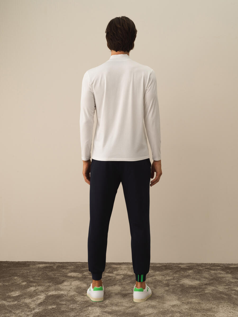 Kırık Beyaz Modal Dokulu Slim Fit Uzun Kollu Tişört - 4