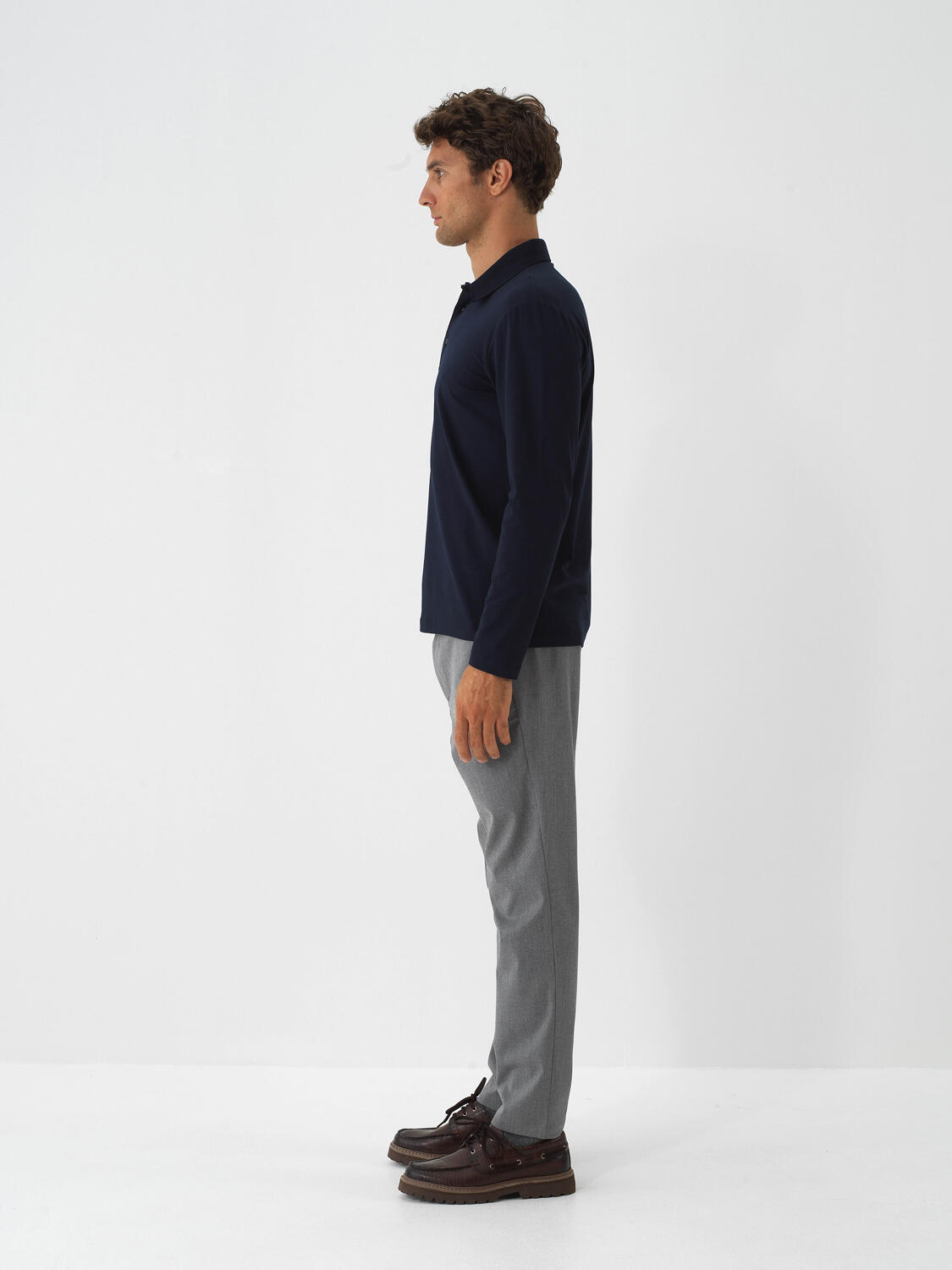 Lacivert Modal Dokulu Slim Fit Uzun Kollu Tişört - 4