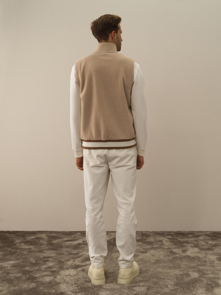 Bej Pamuk Dokulu Regular Fit Yelek - 6