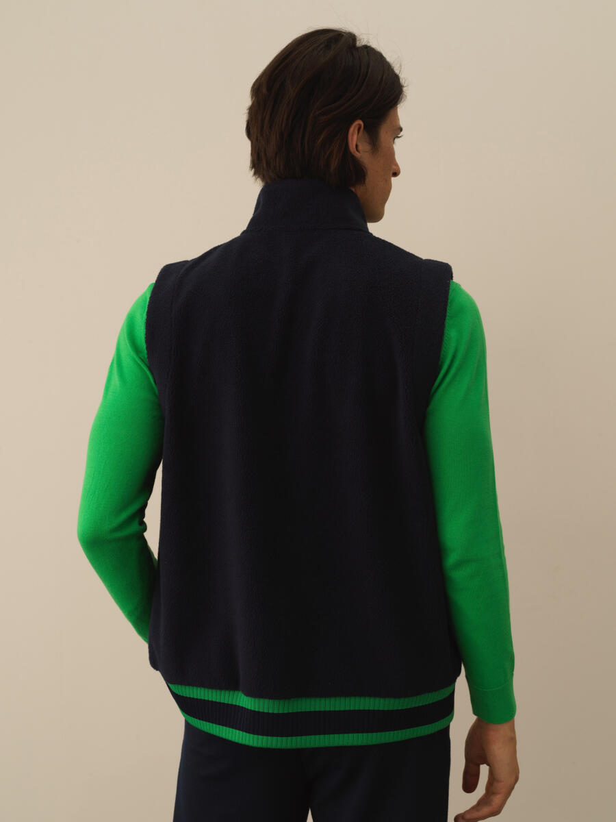 Lacivert Pamuk Dokulu Regular Fit Yelek - 4