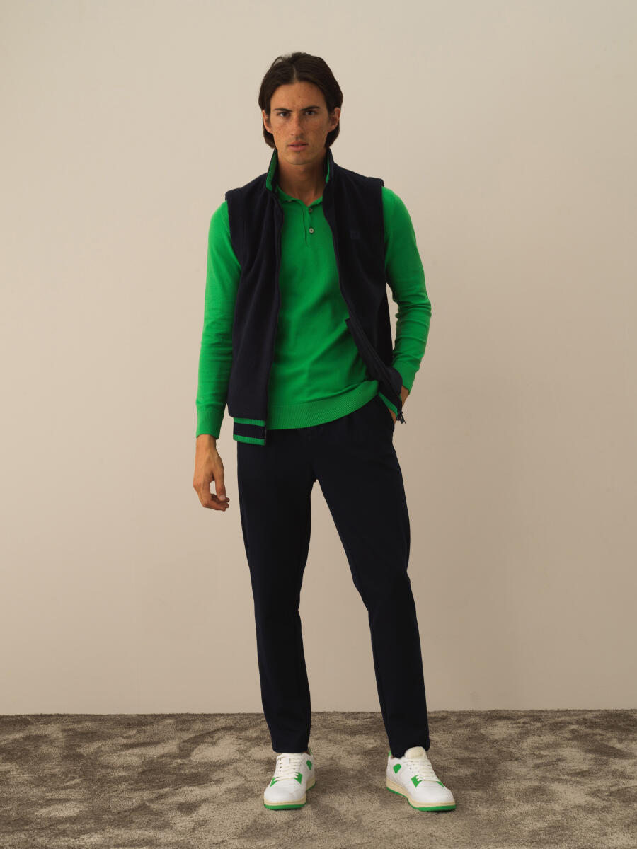 Lacivert Pamuk Dokulu Regular Fit Yelek - 2