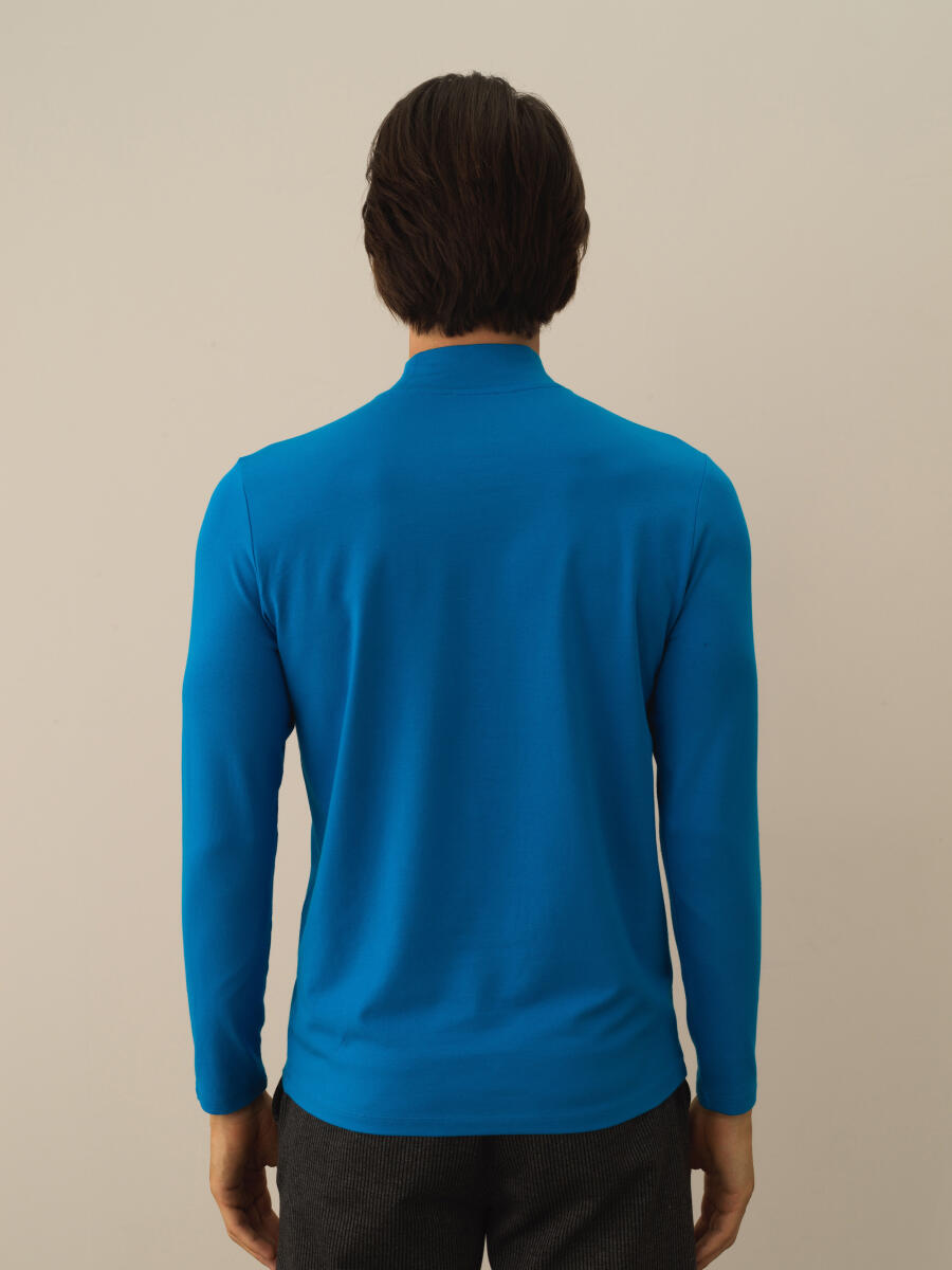 Half Turtle Neck Slim Fit Modal Basic T-Shirt - 3