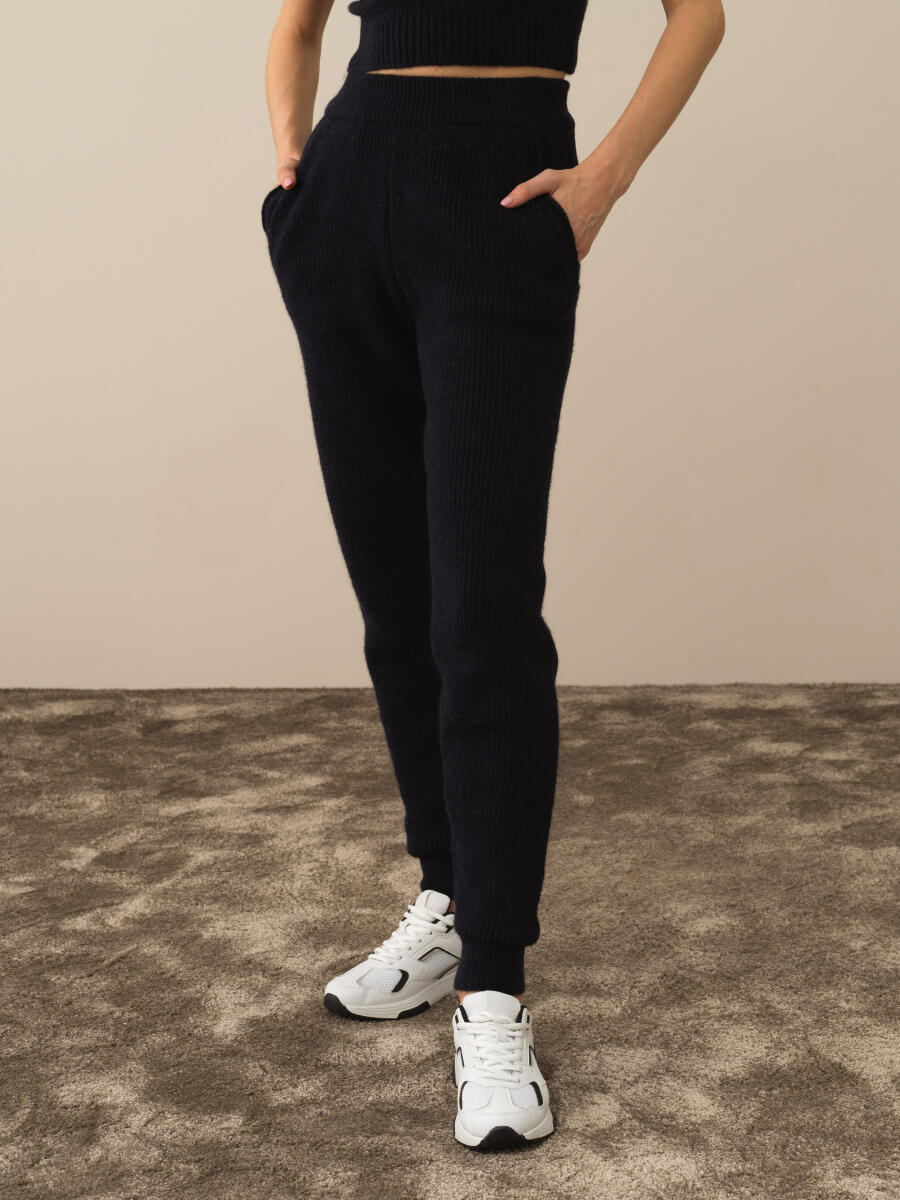 High Waist Regular Fit Knit Pants - 1