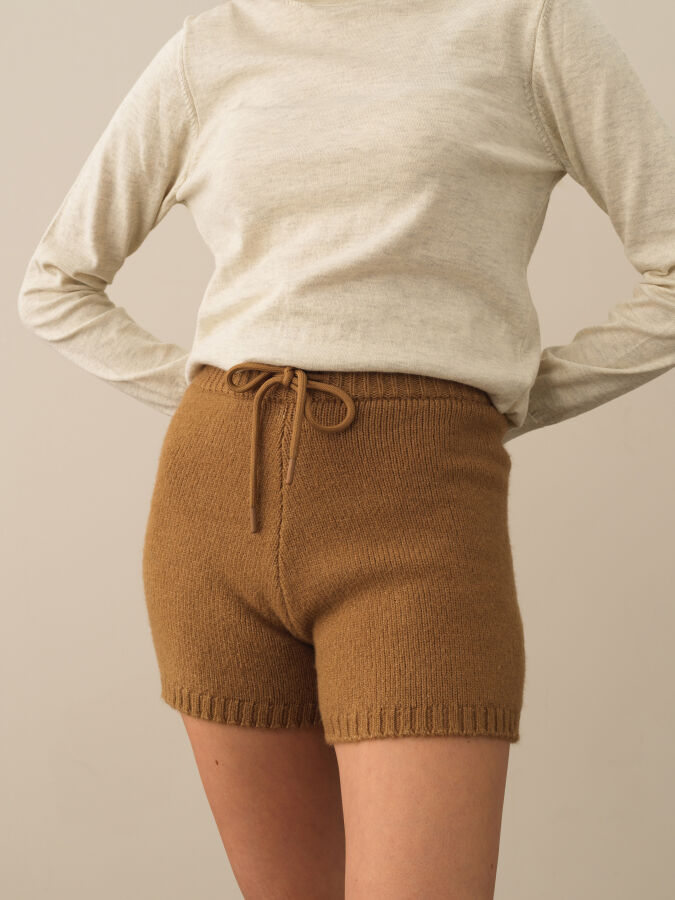 High Waist Regular Fit Knit Shorts - Xint