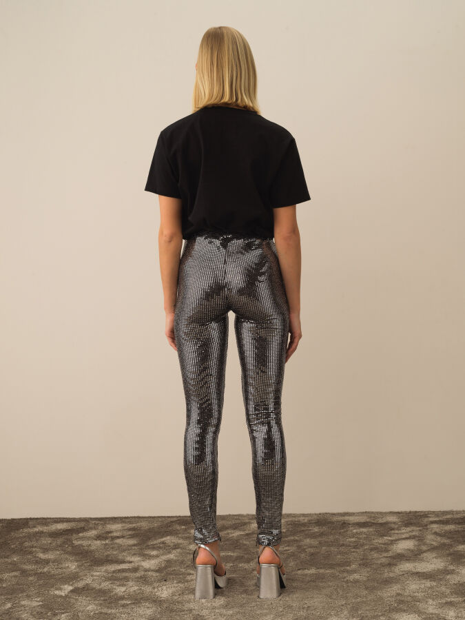 High Waist Slim Fit Glitter Leggings - Xint