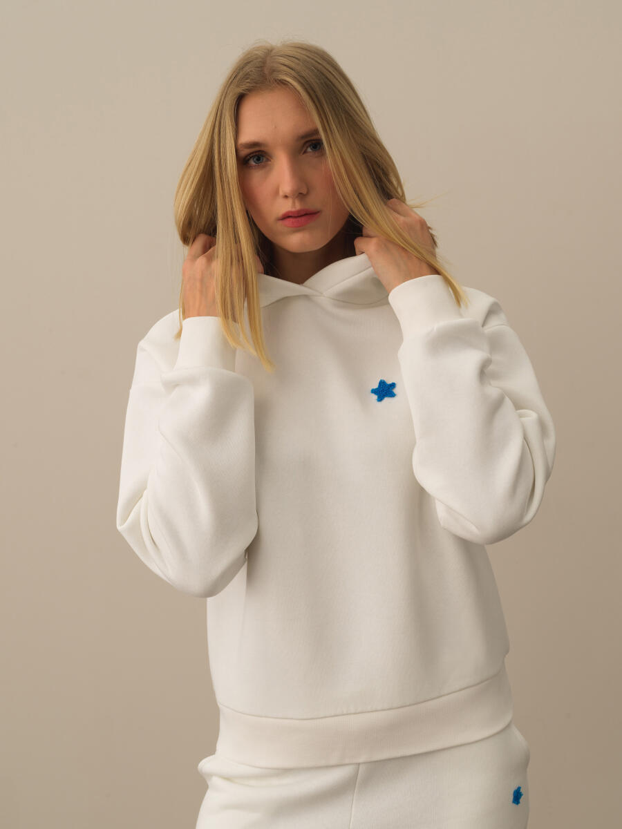 Hooded Cotton Oversized Basic Sweatshirt - 1