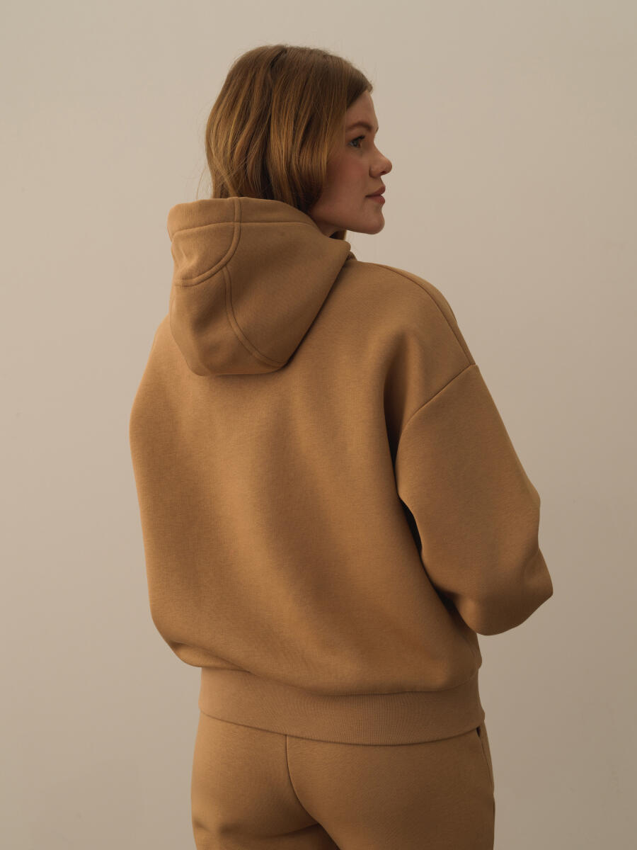 Hooded Cotton Oversized Basic Sweatshirt - 3