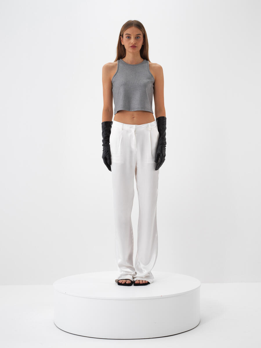 Antrasit Işıltılı Sim Detaylı Slim Fit Atlet - 2