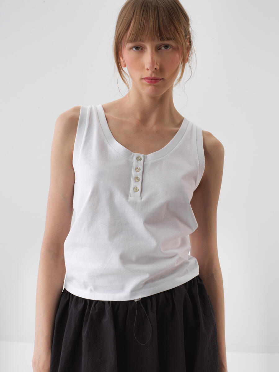 Beyaz Regular Fit Pamuklu Atlet