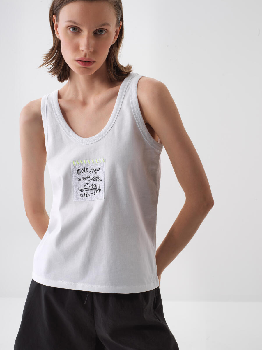 Beyaz Regular Fit Pamuklu Atlet