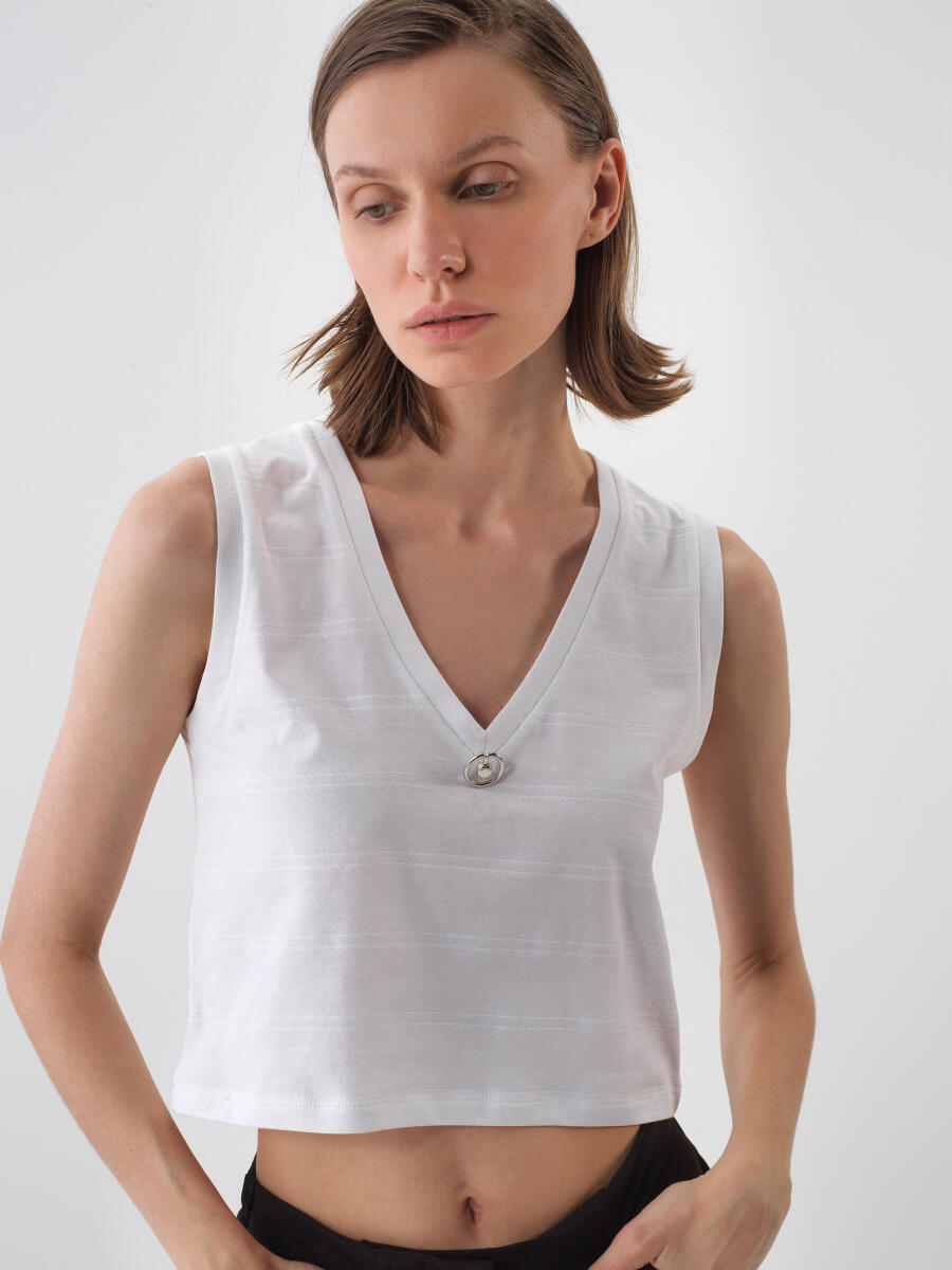 Beyaz Slim Fit Pamuklu Atlet