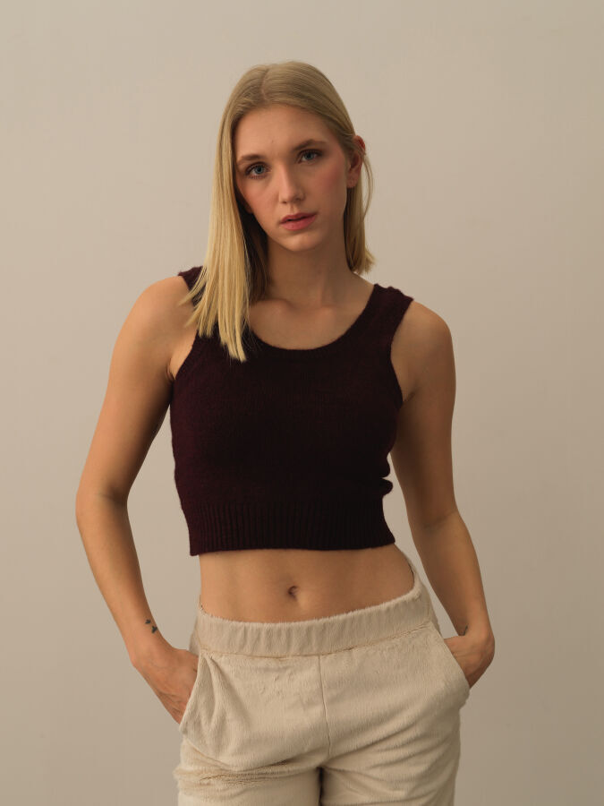 Bordo Lüks Pamuk Dokulu Regular Fit Atlet - Xint