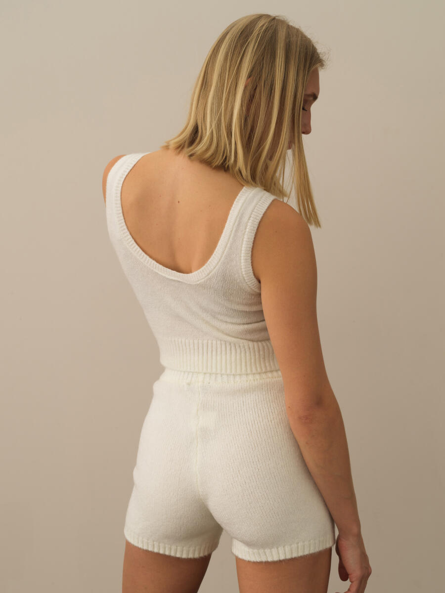 Kırık Beyaz Lüks Pamuk Dokulu Regular Fit Atlet - 3