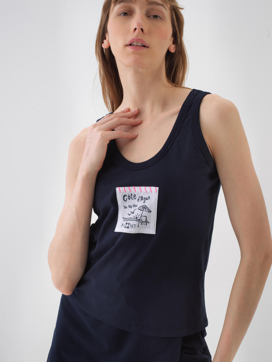 Lacivert Regular Fit Pamuklu Atlet