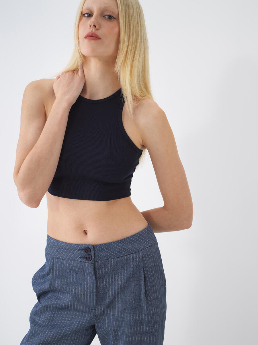 Lacivert Slim Fit Pamuklu Atlet