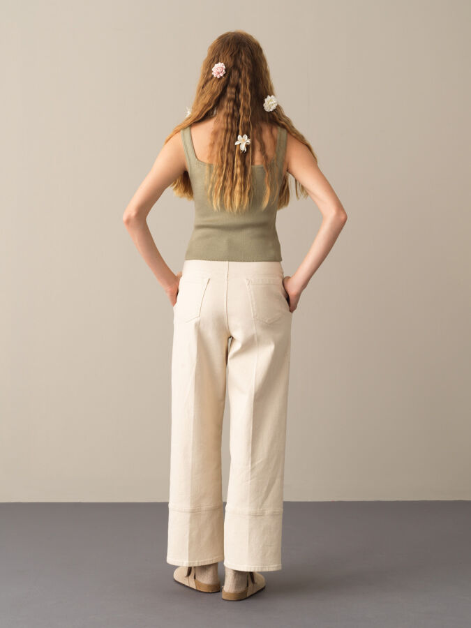 Yeşil Pamuk Dokulu Slim Fit Triko Basic Atlet - Xint