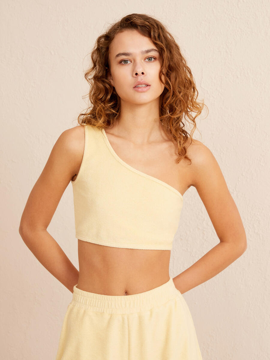 Sarı Regular Fit Pamuklu Havlu Atlet