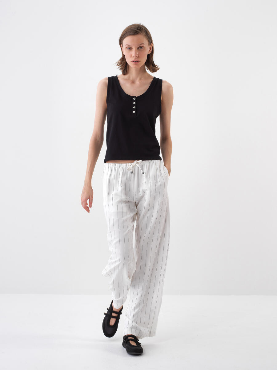 Siyah Regular Fit Pamuklu Atlet - 4