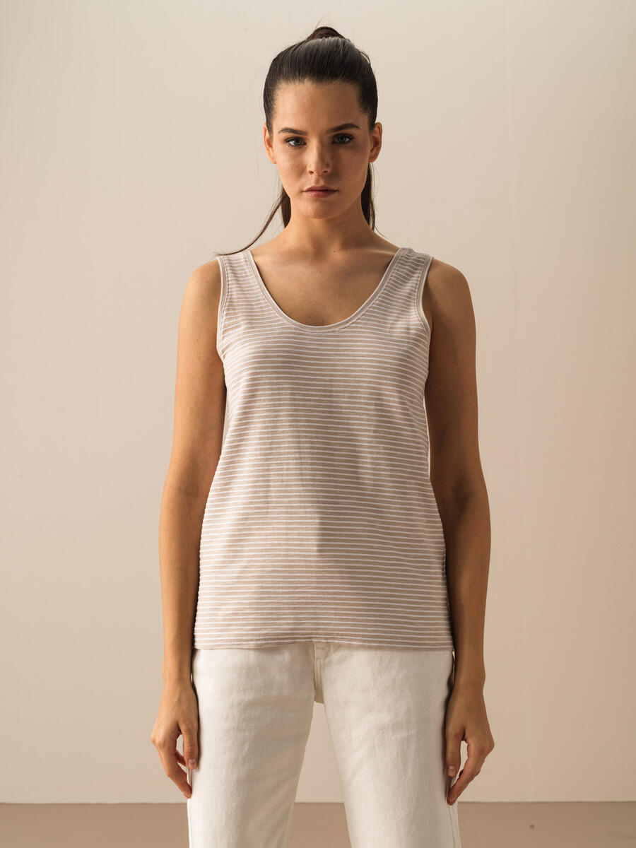 Taş Rengi Regular Fit Pamuklu Atlet