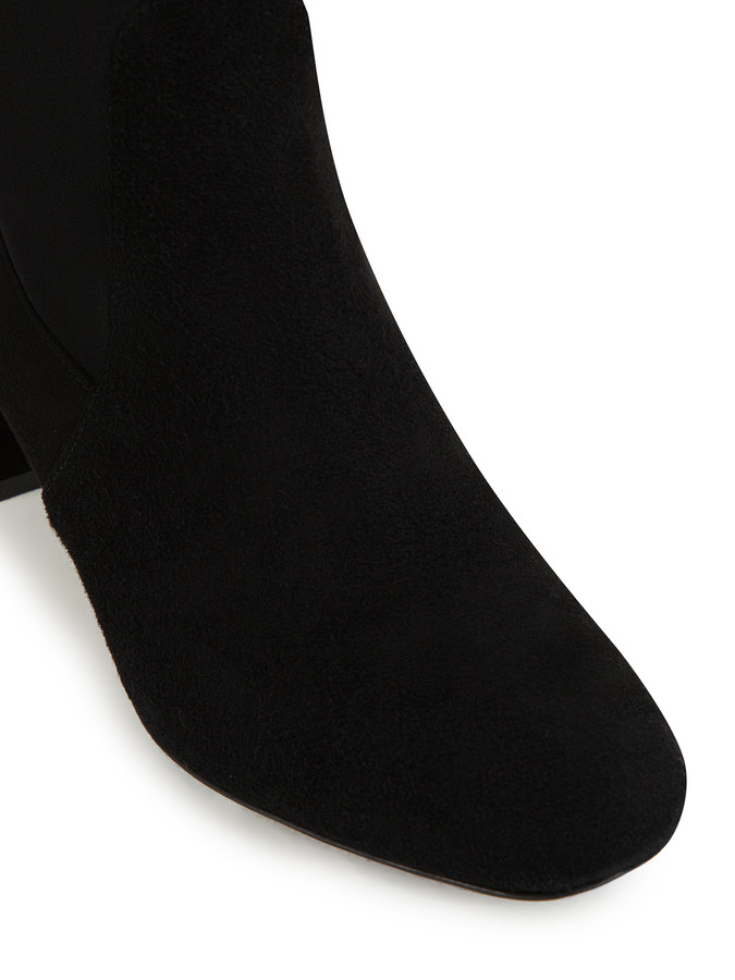 Siyah Streç Deri Uzun Çizme - Xint