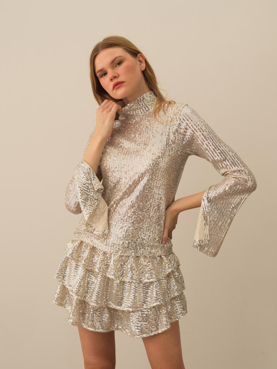 Bej Esnek Dokulu Regular Fit Bluz