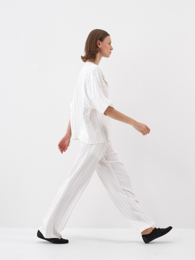 Beyaz Oversize Bluz - Xint