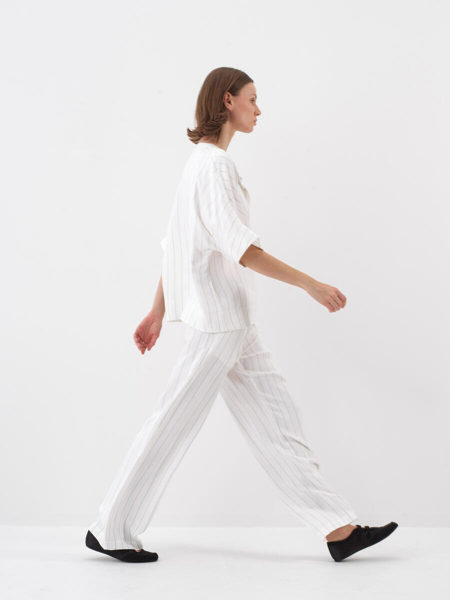 Beyaz Oversize Bluz - 4