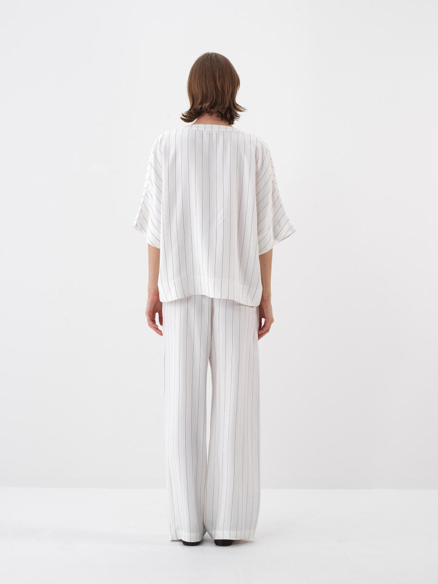 Beyaz Oversize Bluz - 6