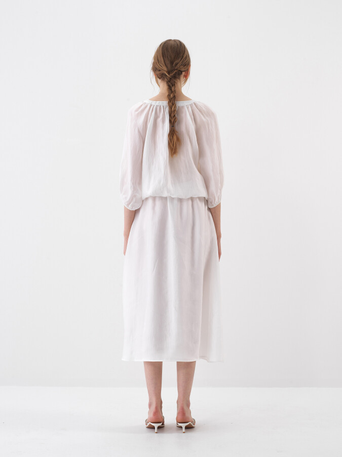 Beyaz Oversize Bluz - Xint