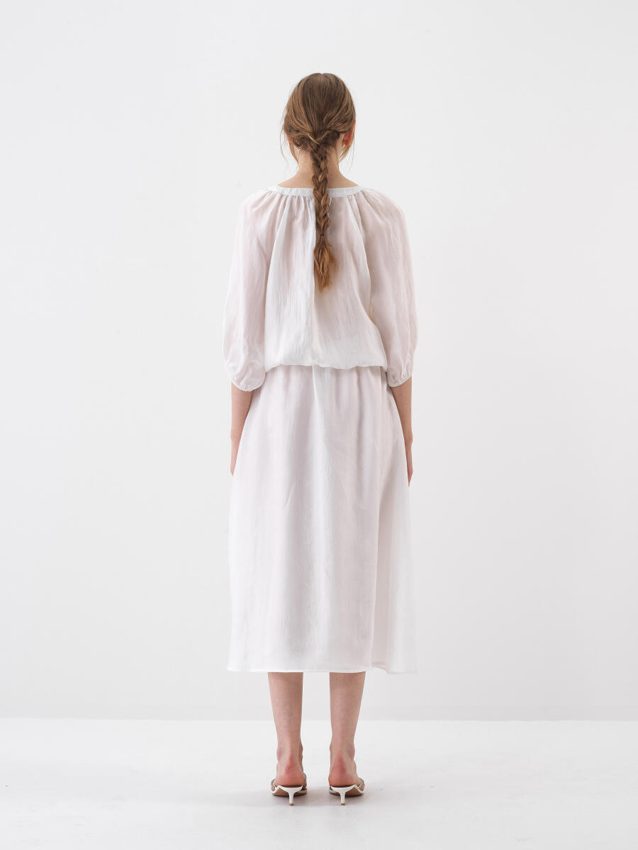 Beyaz Oversize Bluz - 5