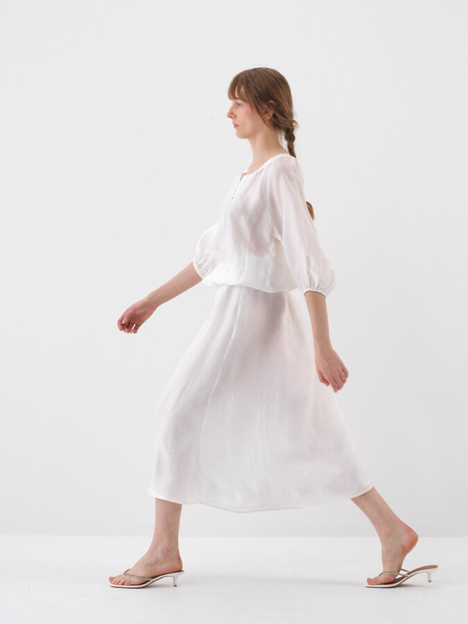 Beyaz Oversize Bluz - Xint