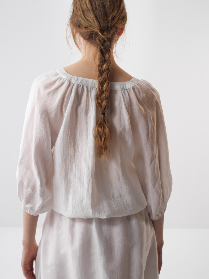 Beyaz Oversize Bluz - Xint