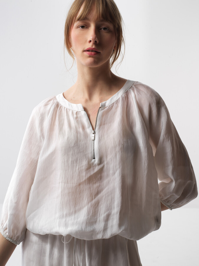 Beyaz Oversize Bluz - Xint