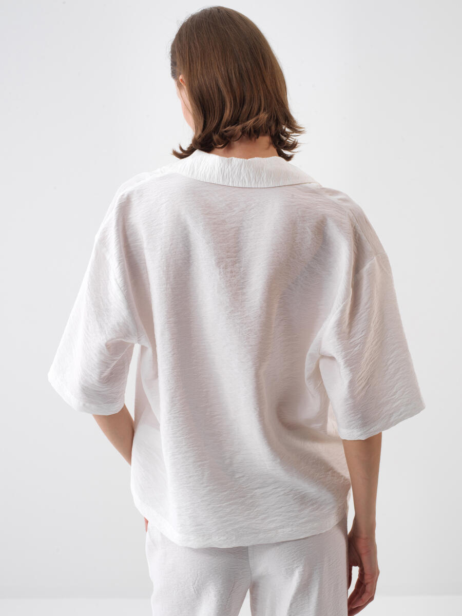 Beyaz Oversize Bluz - 5