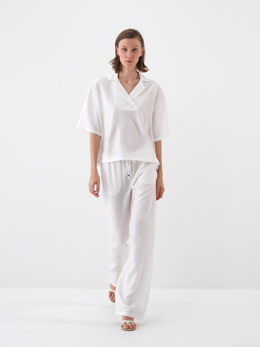 Beyaz Oversize Bluz - 2