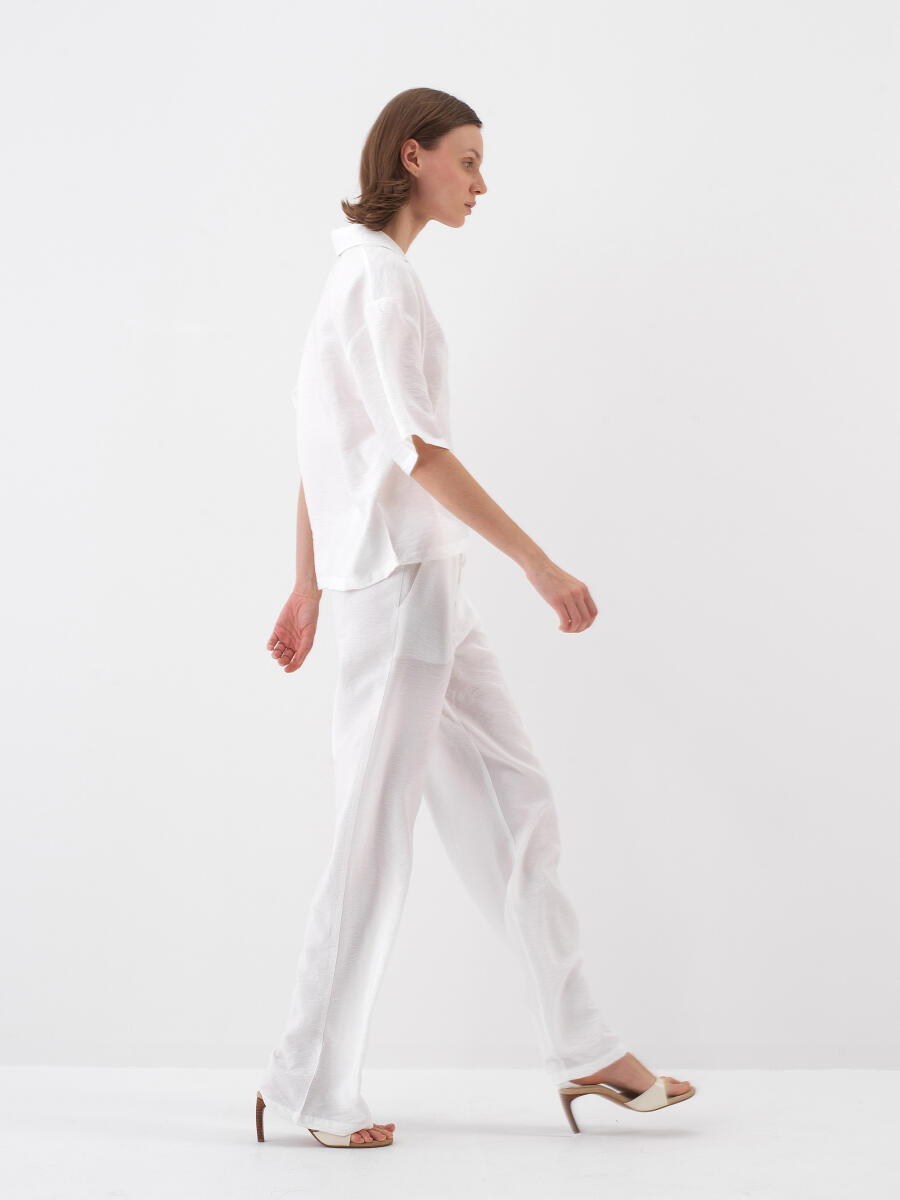Beyaz Oversize Bluz - 4