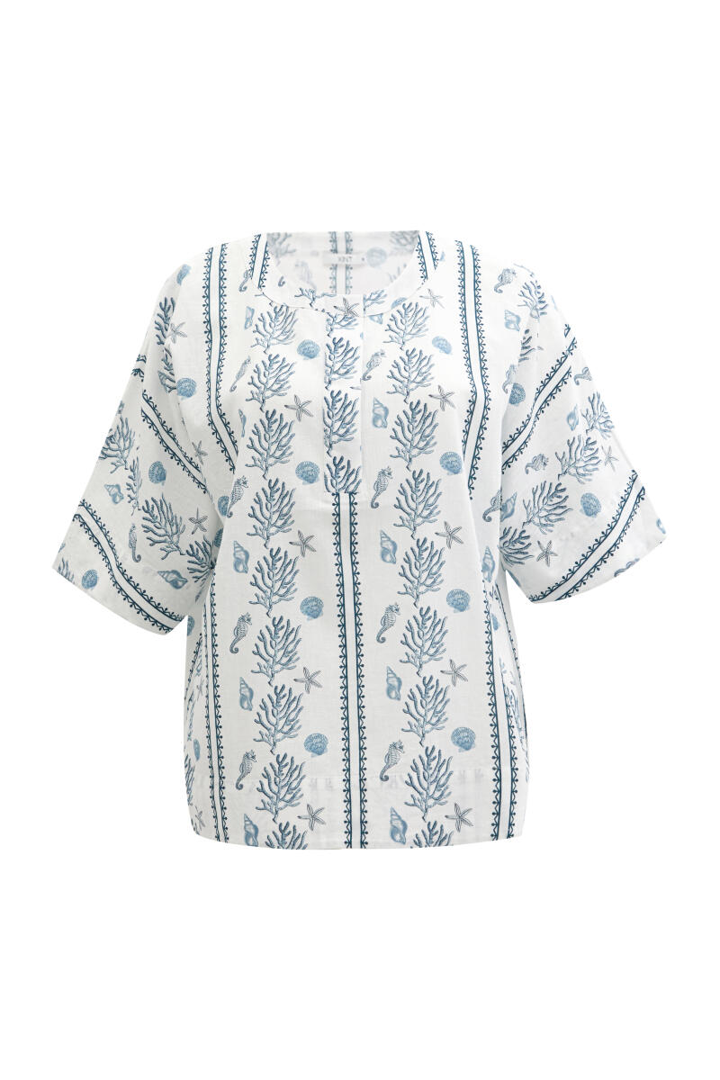 Beyaz Oversize Keten Bluz - 6