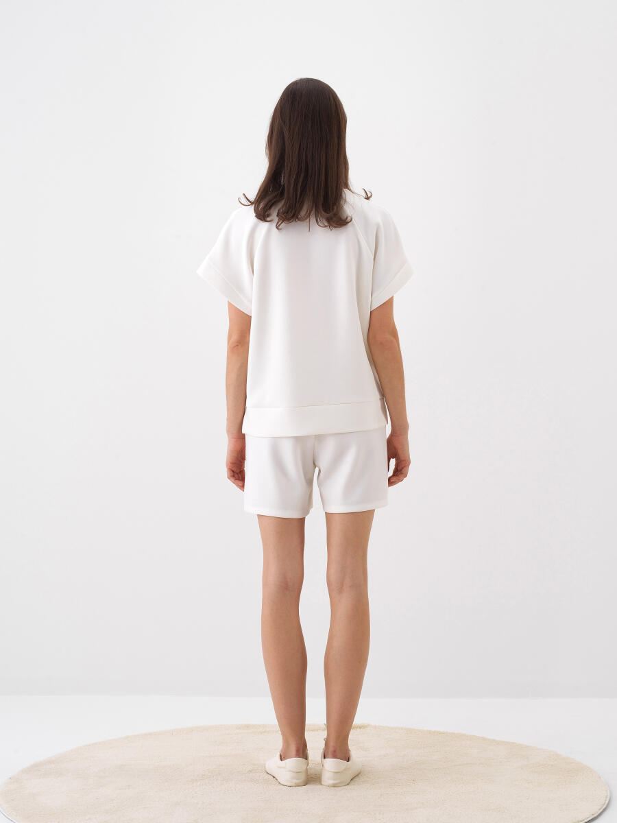 Beyaz Oversize Modal Bluz - 5