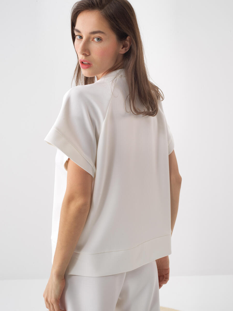 Beyaz Oversize Modal Bluz - 4