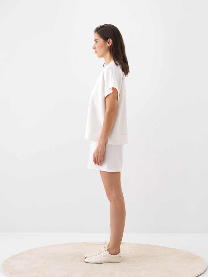 Beyaz Oversize Modal Bluz - Xint