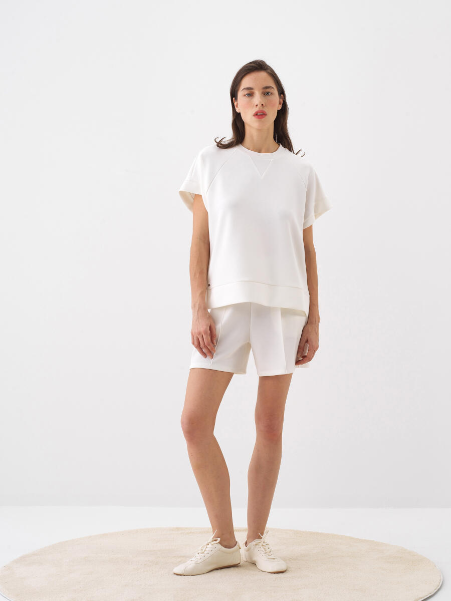 Beyaz Oversize Modal Bluz - 2