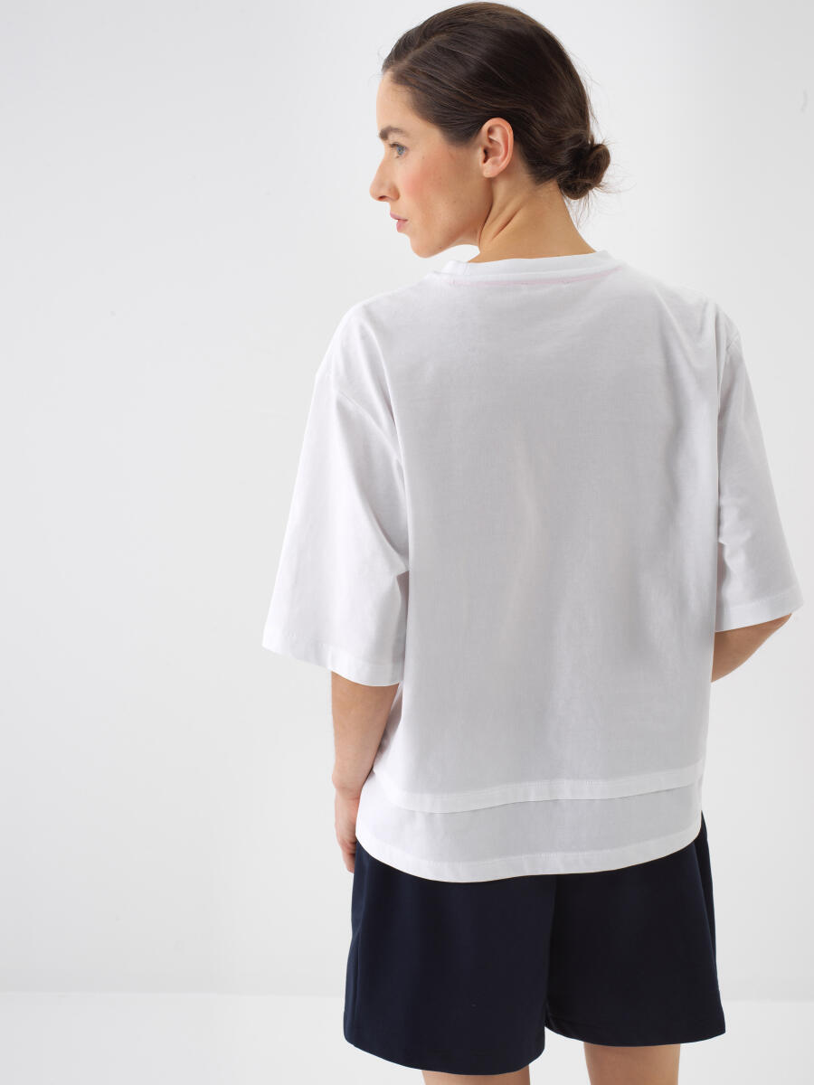 Beyaz Oversize Pamuklu Bluz - 3