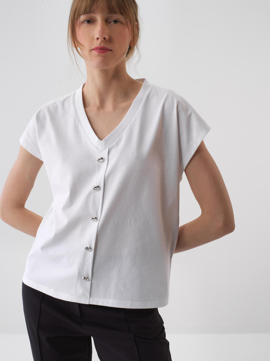 Beyaz Oversize Pamuklu Bluz