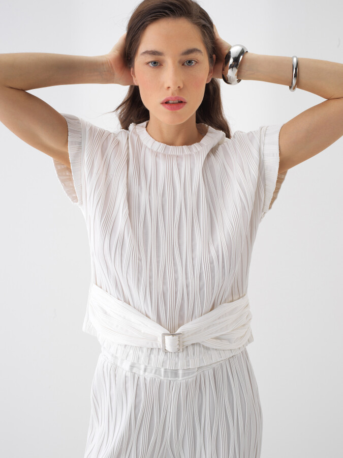 Beyaz Regular Fit Bluz - Xint